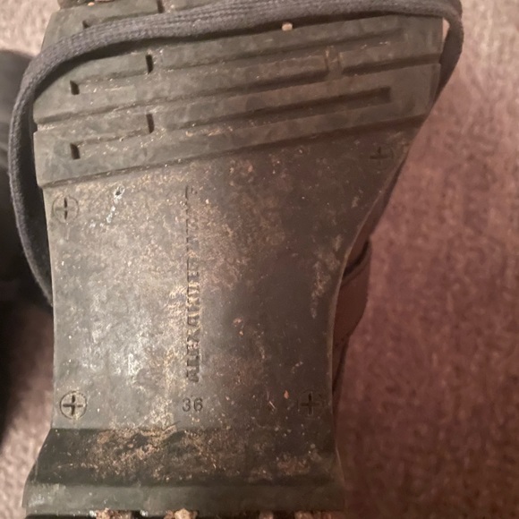 Alexandra McQueen Black Leather Combat Boots - Picture 3 of 5